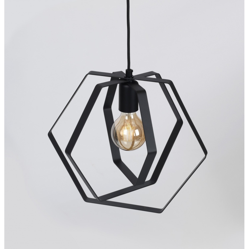 Висящ полилей HEXAGON 3xE27/60W/230V черен