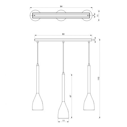 Висящ полилей ISTAPPAR 3xE27/60W/230V черен