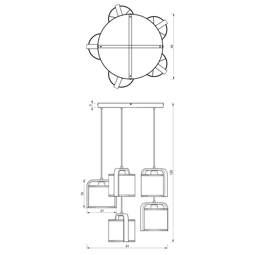 Висящ полилей JONKO 5xE27/60W/230V