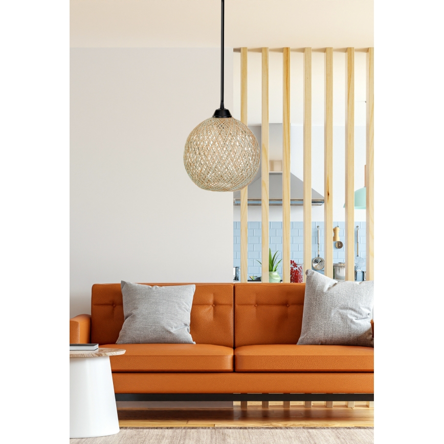 Висящ полилей JUTE 1xE27/60W/230V бежов