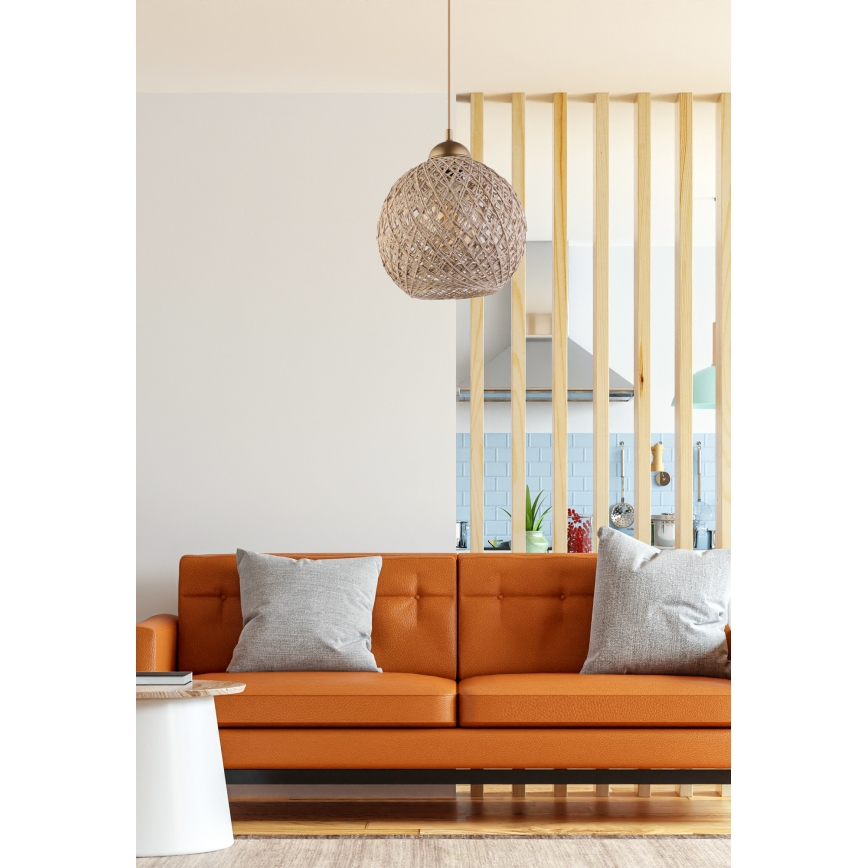 Висящ полилей JUTE 1xE27/60W/230V бежов