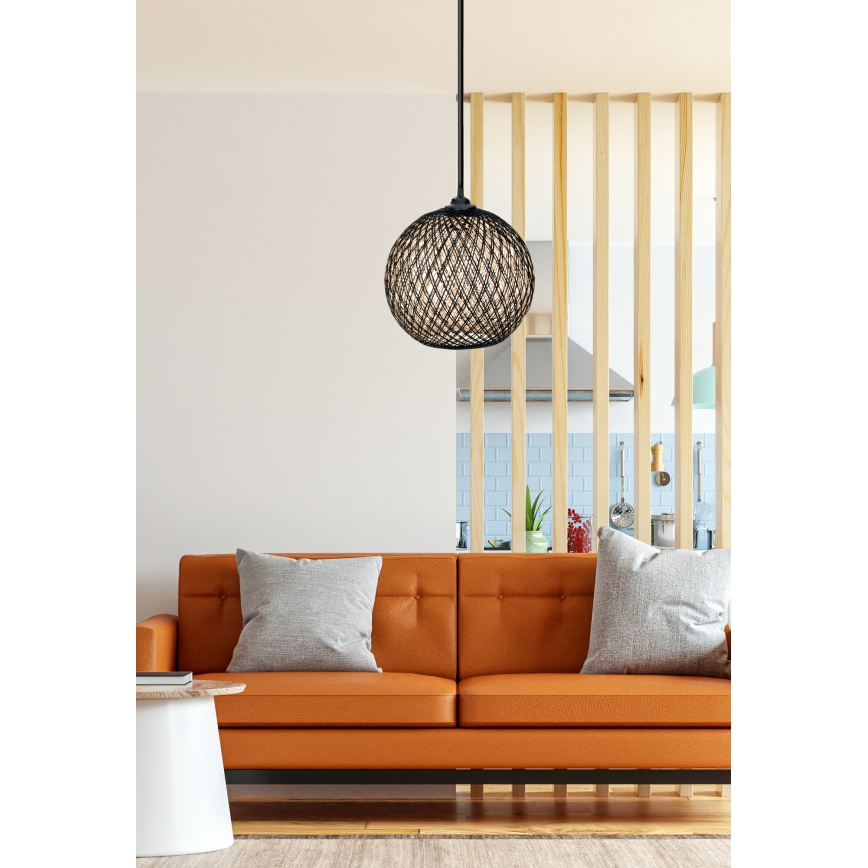 Висящ полилей JUTE 1xE27/60W/230V черен