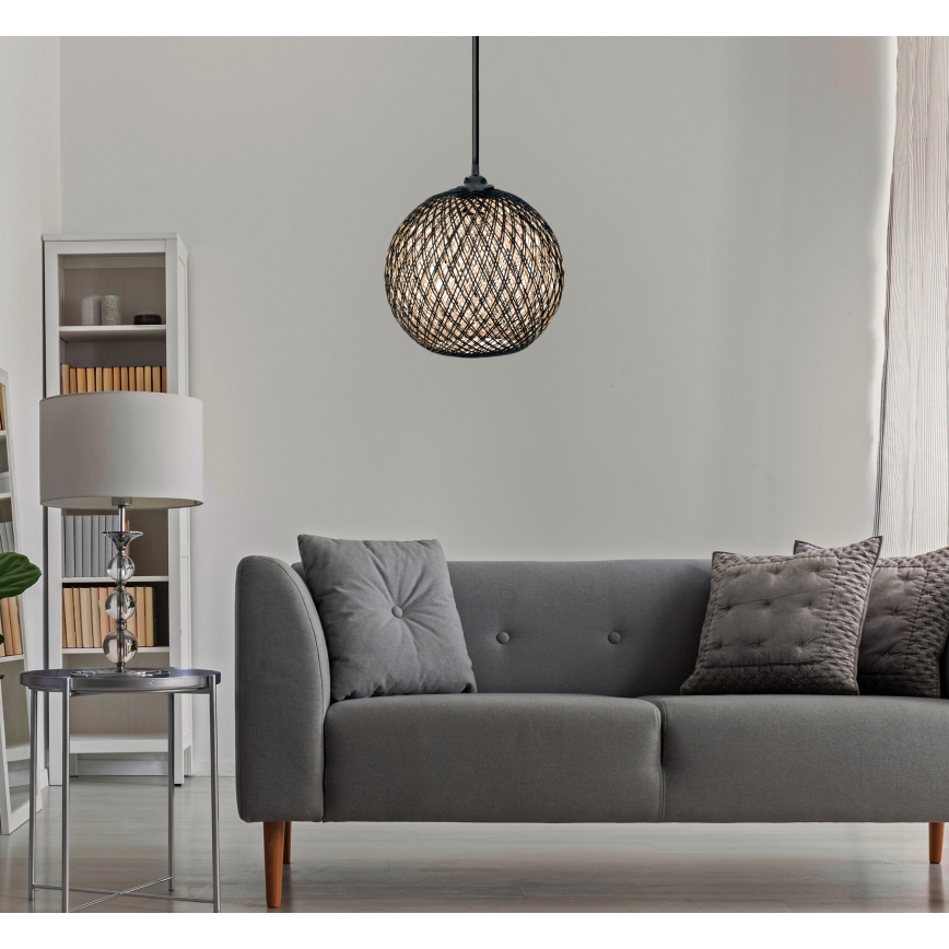 Висящ полилей JUTE 1xE27/60W/230V черен