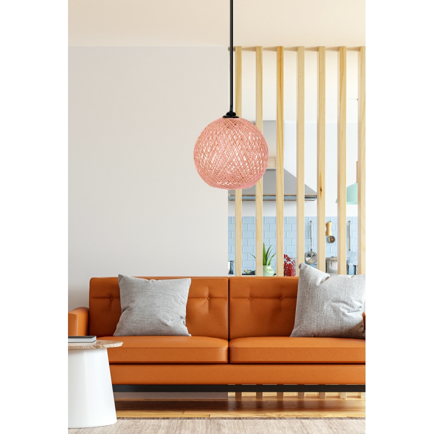 Висящ полилей JUTE 1xE27/60W/230V розов