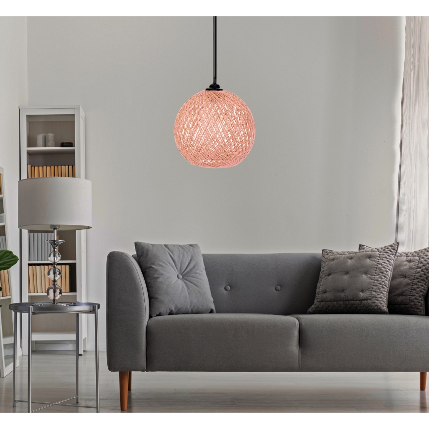 Висящ полилей JUTE 1xE27/60W/230V розов