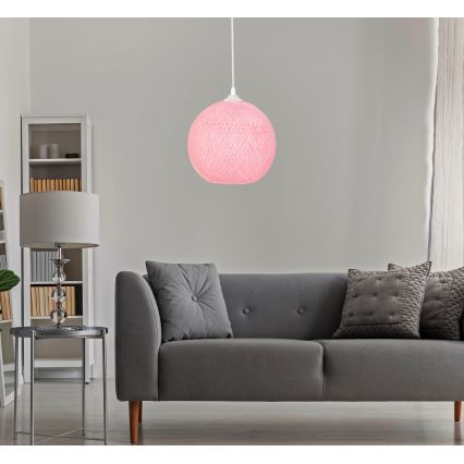 Висящ полилей JUTE 1xE27/60W/230V розов