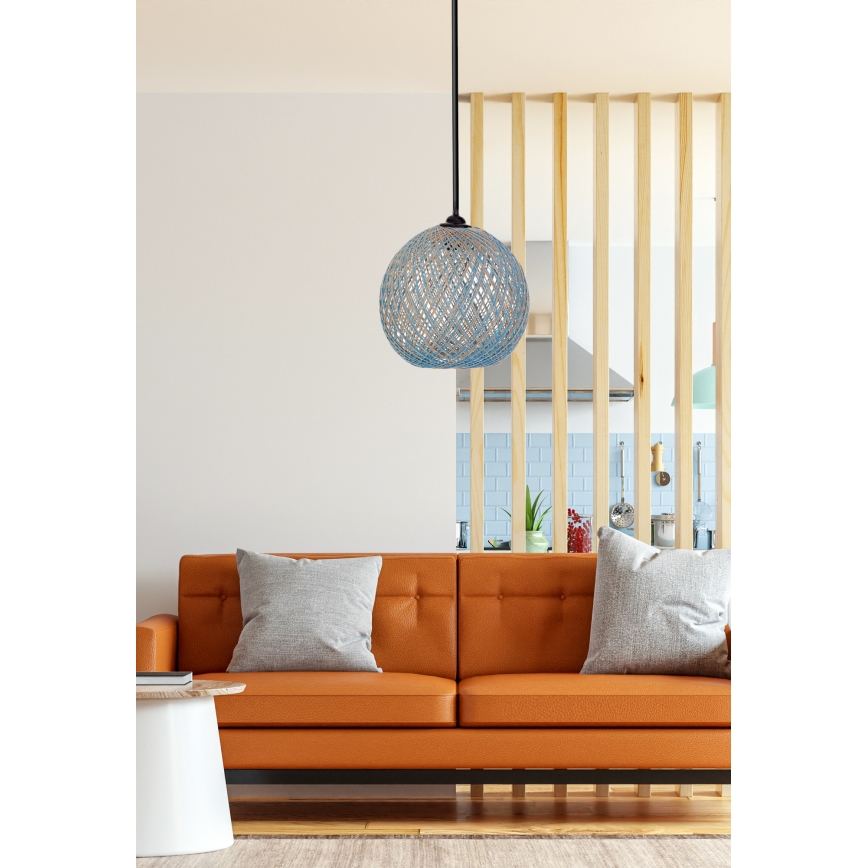Висящ полилей JUTE 1xE27/60W/230V син