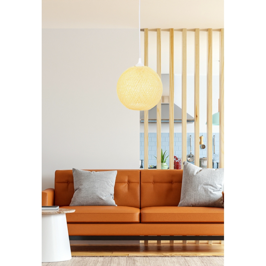 Висящ полилей JUTE 1xE27/60W/230V жълт