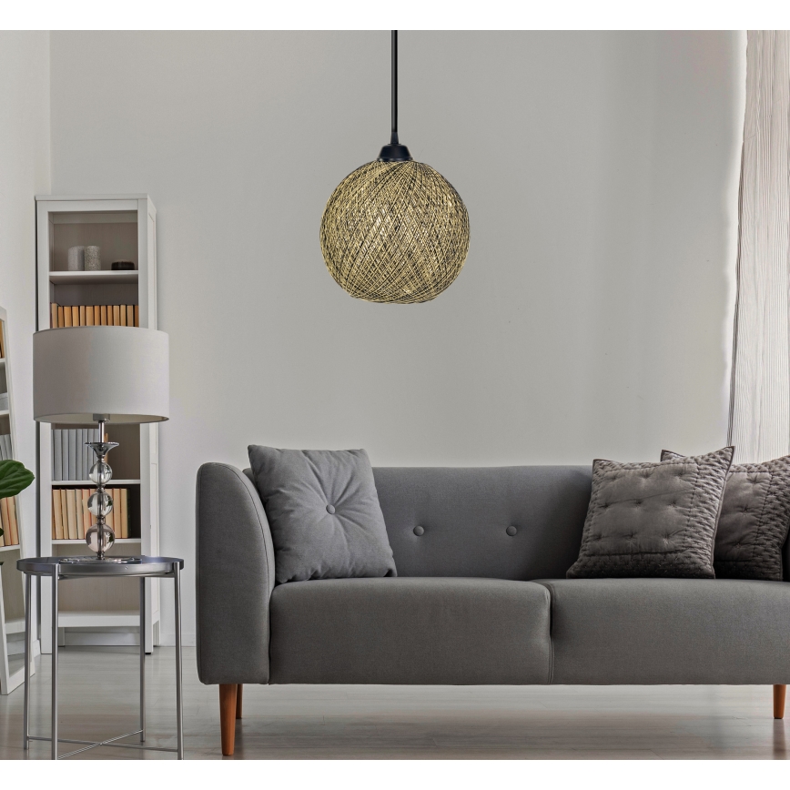 Висящ полилей JUTE 1xE27/60W/230V жълт