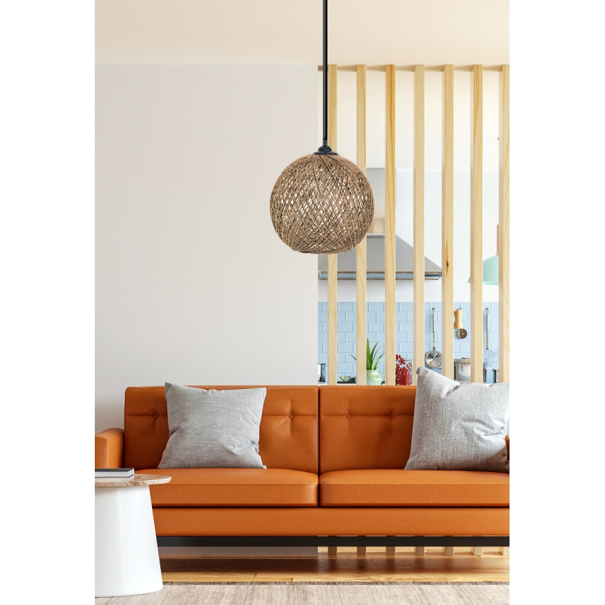 Висящ полилей JUTE 1xE27/60W/230V кафяв