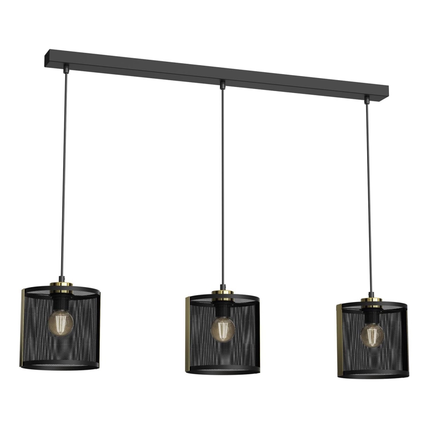 Висящ полилей KAGA 3xE27/60W/230V черен/златист