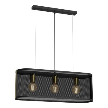 Висящ полилей KAGA 3xE27/60W/230V черен/златист