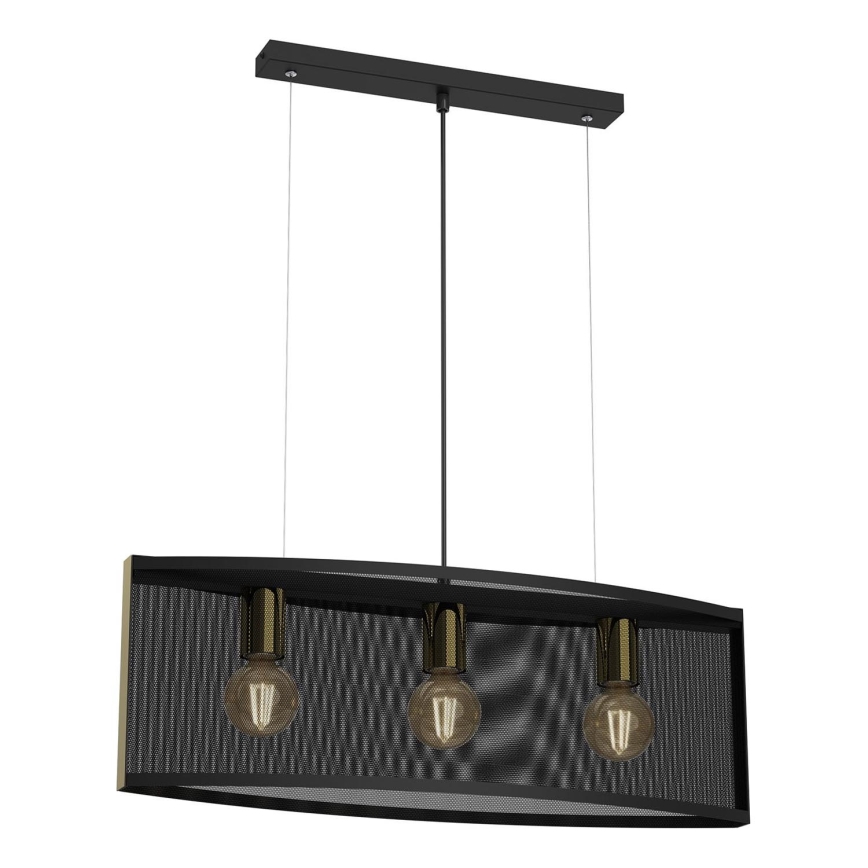 Висящ полилей KAGA 3xE27/60W/230V черен/златист