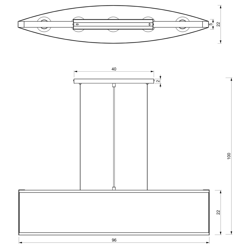 Висящ полилей KAGA 5xE27/60W/230V черен/златист