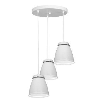 Висящ полилей LERDO 3xE27/60W/230V бял/лъскав хром