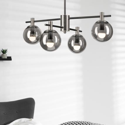 Висящ полилей LILOU 4xE14/5W/230V матов хром/опушен