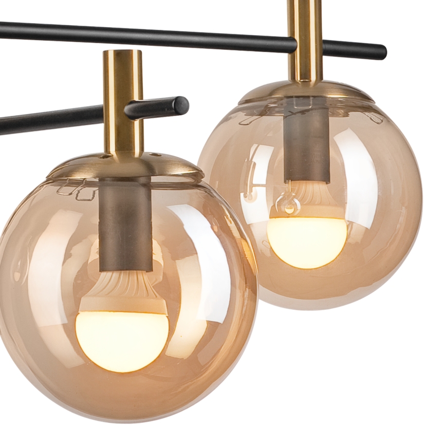 Висящ полилей LILOU 4xE14/5W/230V златист/черен/опушен бежов