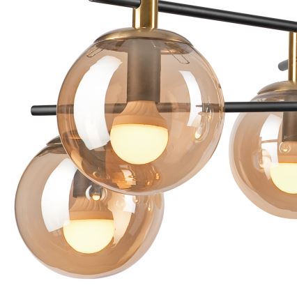 Висящ полилей LILOU 6xE14/5W/230V златист/черен/опушен бежов
