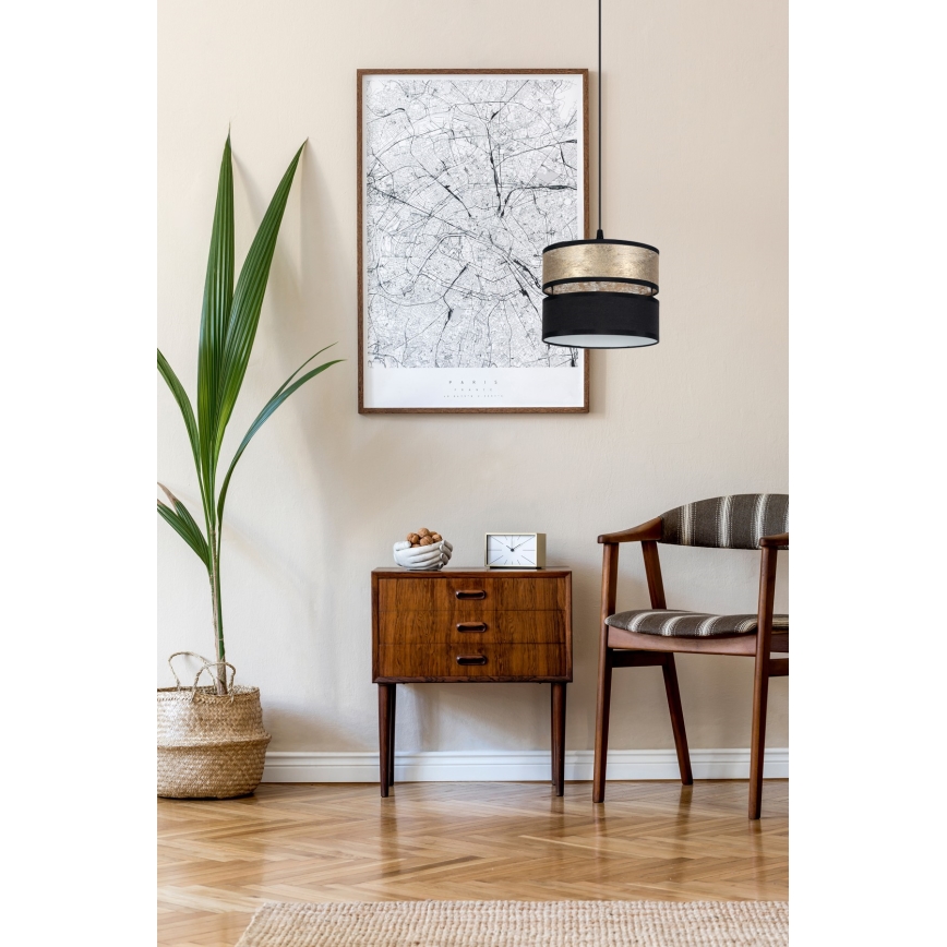 Висящ полилей LIMA 1xE27/60W/230V златист/черен