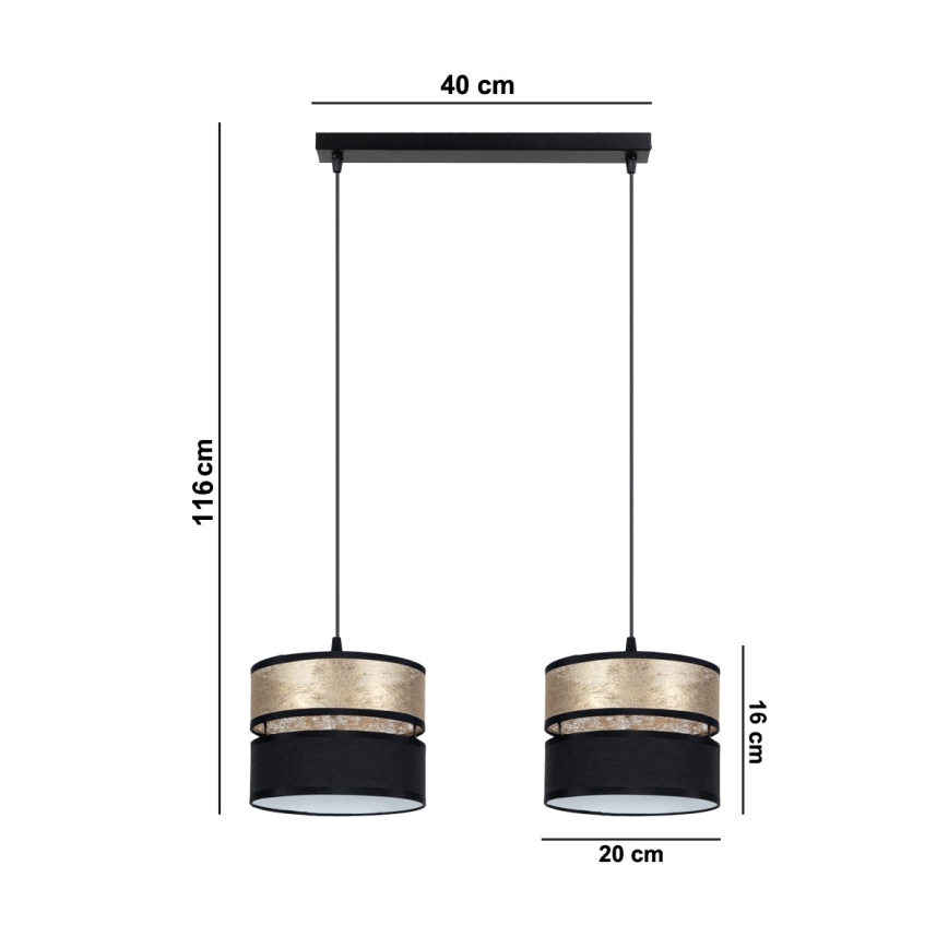Висящ полилей LIMA 2xE27/60W/230V златист/черен