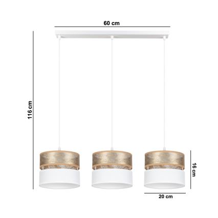 Висящ полилей LIMA 3xE27/60W/230V златист/бял