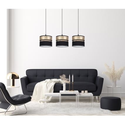 Висящ полилей LIMA 3xE27/60W/230V златист/черен