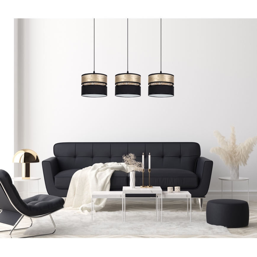 Висящ полилей LIMA 3xE27/60W/230V златист/черен