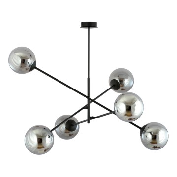 Висящ полилей LINEAR 6xE14/10W/230V черен/сив