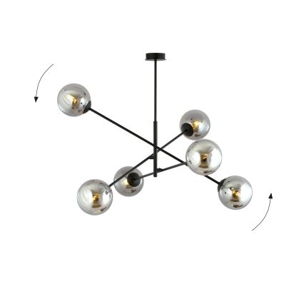 Висящ полилей LINEAR 6xE14/10W/230V черен/сив
