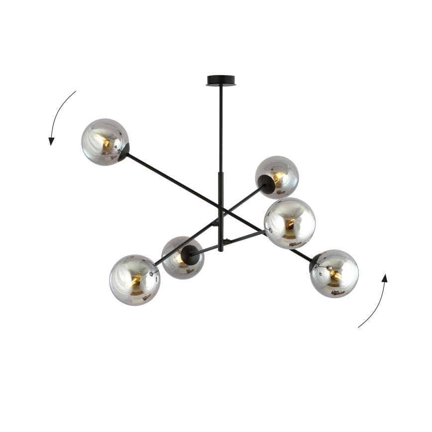 Висящ полилей LINEAR 6xE14/10W/230V черен/сив