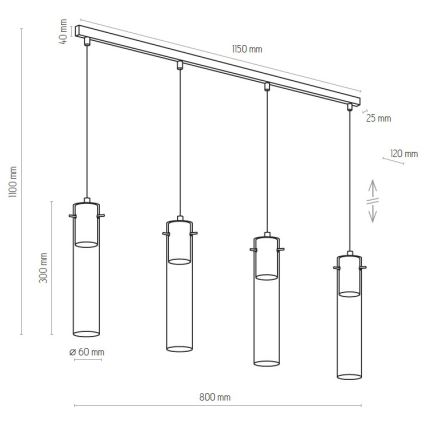 Висящ полилей LOOK GRAPHITE 4xGU10/10W/230V