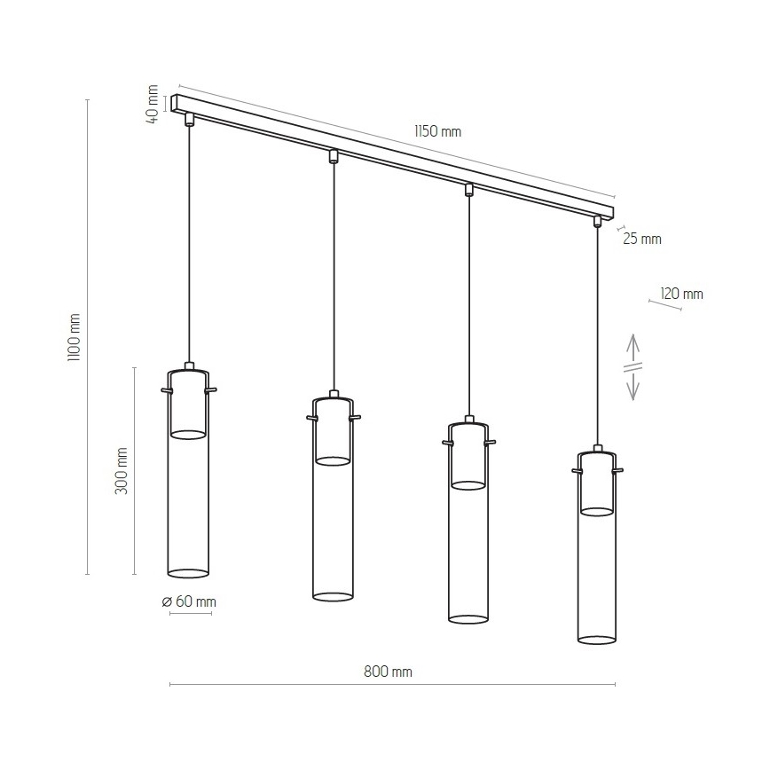 Висящ полилей LOOK GRAPHITE 4xGU10/10W/230V