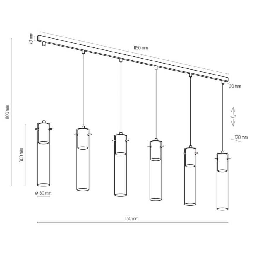 Висящ полилей LOOK GRAPHITE 6xGU10/10W/230V