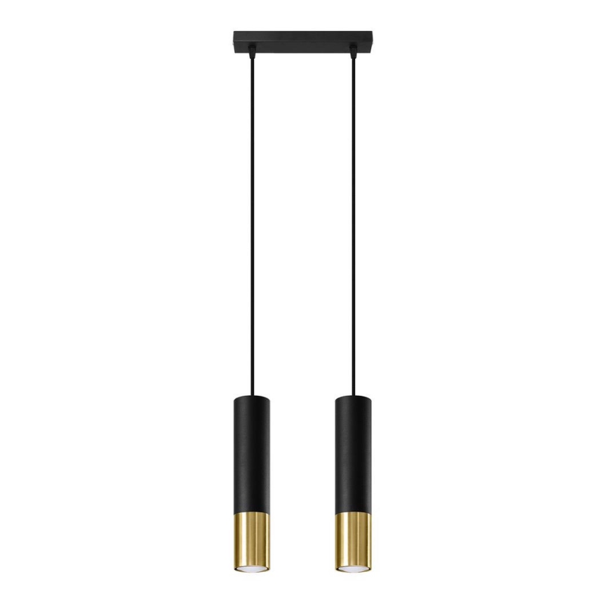 Висящ полилей LOOPEZ 2xGU10/40W/230V черен/златист