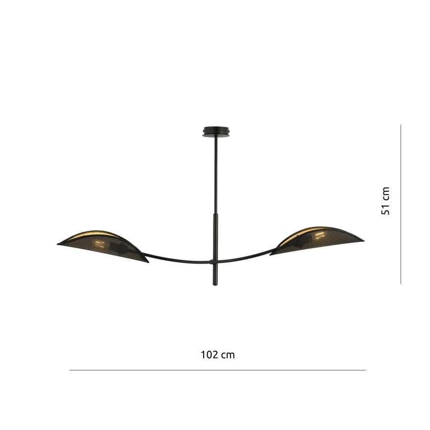 Висящ полилей LOTUS 2xE14/10W/230V черен/златист