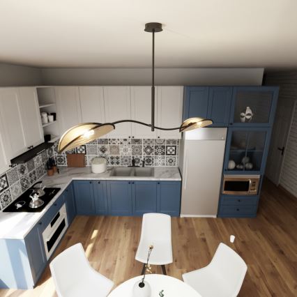 Висящ полилей LOTUS 2xE14/10W/230V черен/бежов