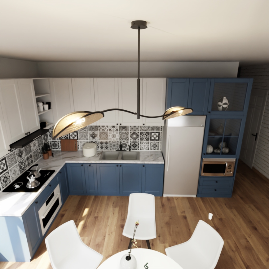 Висящ полилей LOTUS 2xE14/10W/230V черен/бежов