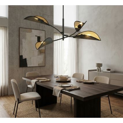 Висящ полилей LOTUS 4xE14/10W/230V черен/златист