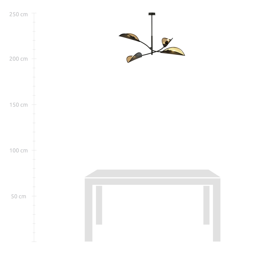 Висящ полилей LOTUS 4xE14/10W/230V черен/златист