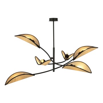 Висящ полилей LOTUS 6xE14/10W/230V черен/бежов