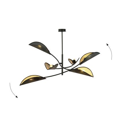 Висящ полилей LOTUS 6xE14/10W/230V черен/златист