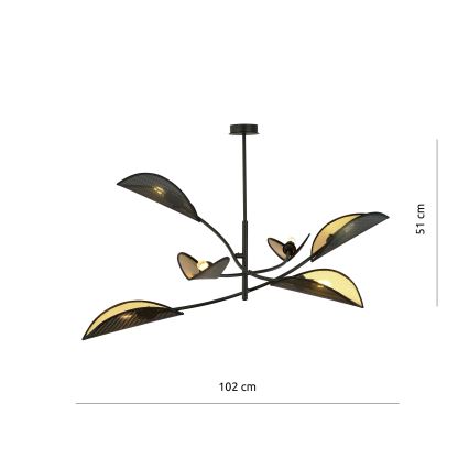 Висящ полилей LOTUS 6xE14/10W/230V черен/златист