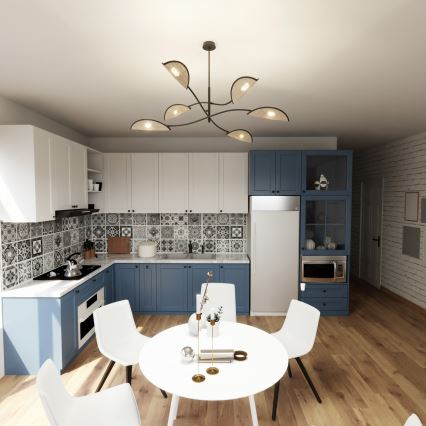 Висящ полилей LOTUS 6xE14/10W/230V черен/бежов