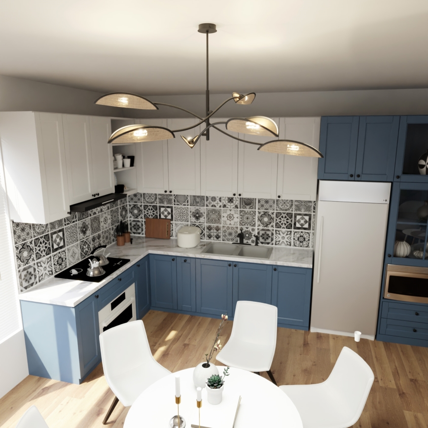 Висящ полилей LOTUS 6xE14/10W/230V черен/бежов