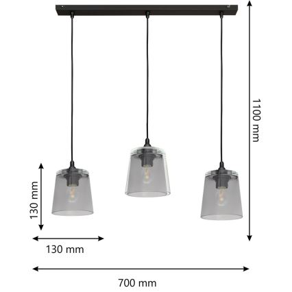 Висящ полилей LUCEA 3xE27/15W/230V