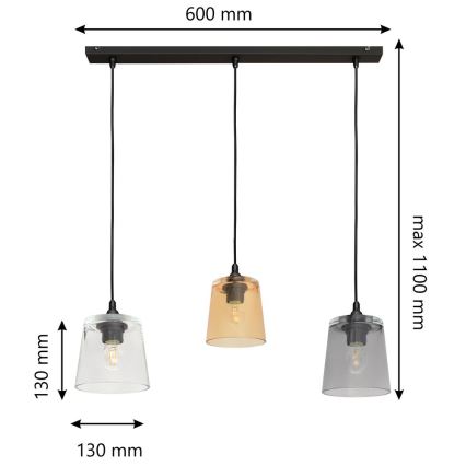 Висящ полилей LUCEA 3xE27/15W/230V