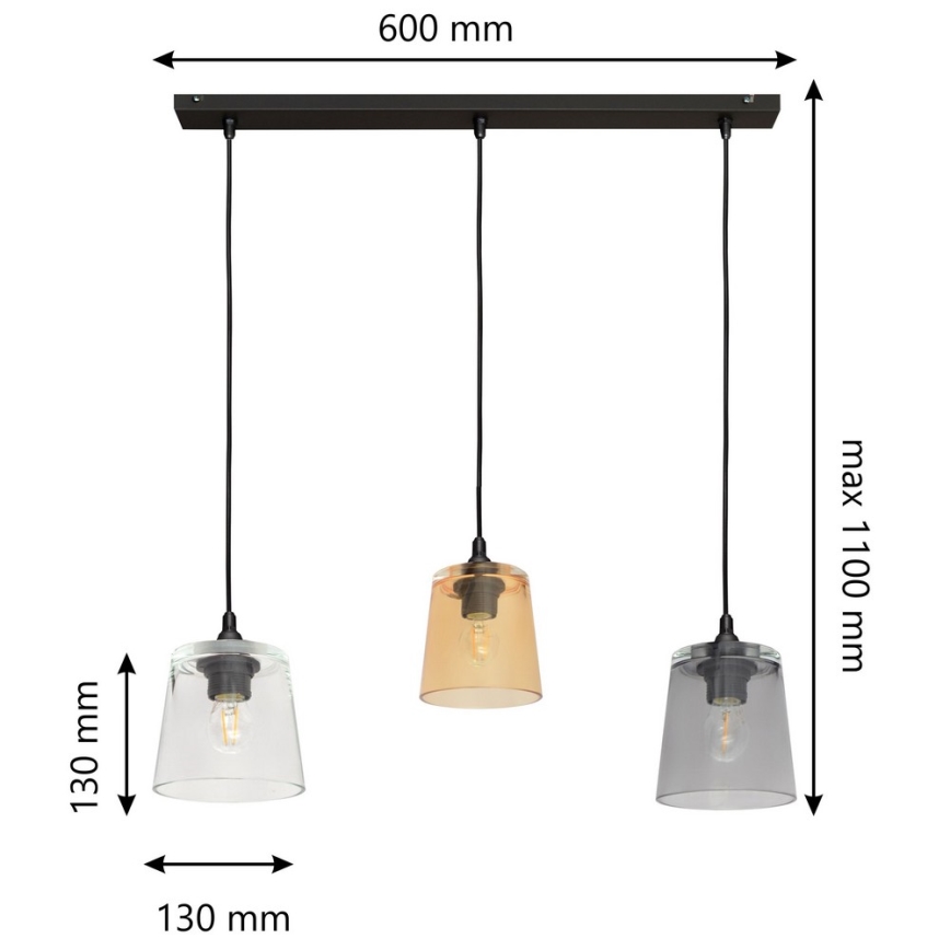 Висящ полилей LUCEA 3xE27/15W/230V