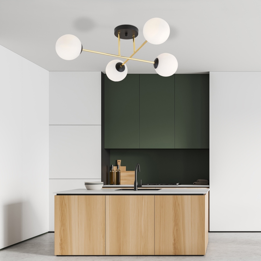 Висящ полилей MAGNUM 4xE14/10W/230V бял/златист/черен