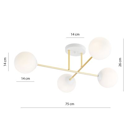 Висящ полилей MAGNUM 4xE14/10W/230V бял/златист