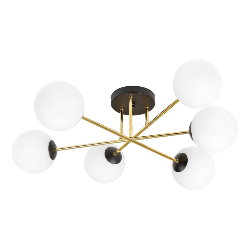 Висящ полилей MAGNUM 6xE14/10W/230V бял/златист/черен